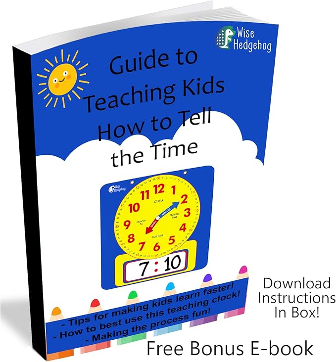 Large Dry Erase Magnetic Teaching Demonstration Clock, Kids Telling Time Learning Clock for Analog and Digital Time, Labelled Minute & Hour Hands, for School Classrooms & Homeschool Supplies