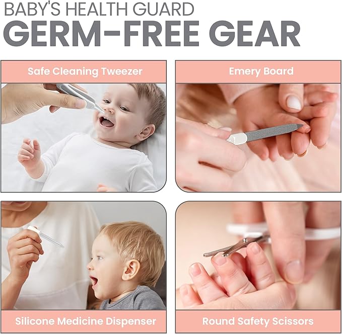Lulyboo Baby Grooming Kit 14-Piece - Safe, BPA-Free, Certified for Newborns & Toddlers with Comb, Brush, Nail Clippers, Scissors, Nasal Aspirator, Travel Bag - Complete Baby Care Set for Newparents
