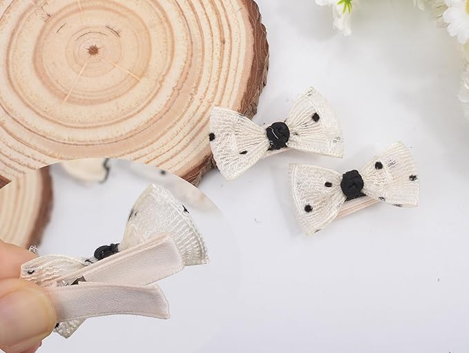 Baby Girls Hair Bow Clips, 10pcs Boutique Cotton Fully Lined Hair Pins, Non Slip Baby Barrettes Accessories for Infants Toddlers Fine Hair by BIANHUAN (Set-C)