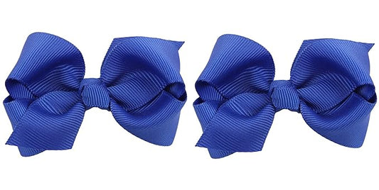 3 Inch Baby Girl Hair Bows Boutique Hair Clip Teens Toddlers Hairpin Headwear - Set of 2 (Blue)