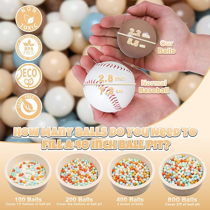 GOGOSO Ball Pit Balls for Toddlers Dogs Baby, 2.2 Inch Pastel Play Ball Toys Kid Ballpit, Bounse House, Birthday, Tent, Party,100 pcs