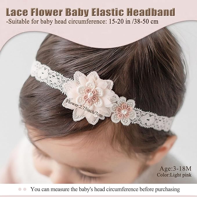 Bethynas Baby Girls Cute Bow-knot Headband Soft Lace Floral Hairbands Newborn Infant Toddlers Kids Hair Accessories (Style 7)