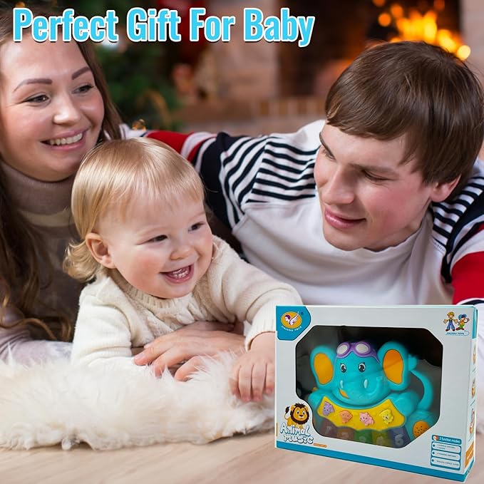 Baby Piano Toy, 6-12 Months Light Up Music Baby Toys for 0 3 6 9 Months, Early Learning Educational Boys Girls Gifts (Elephant)