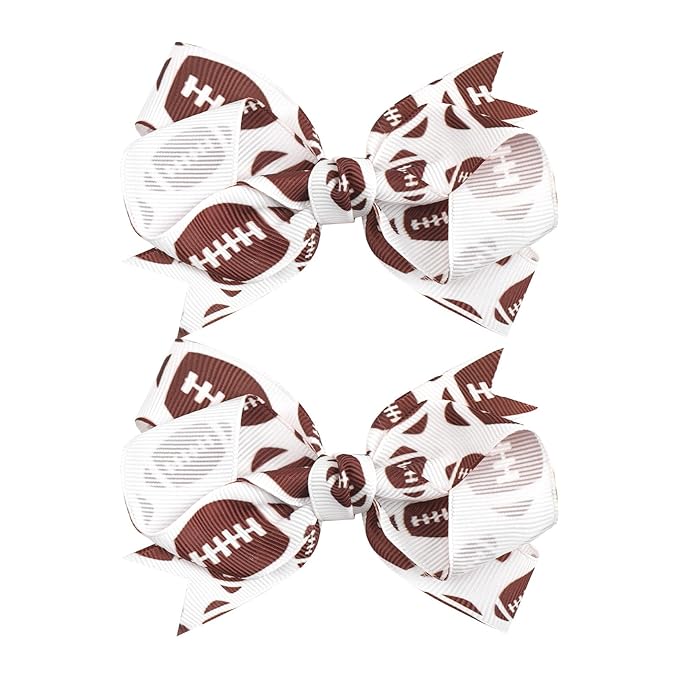 YanJie 2PCS 4'' Football Hair Clips Party Glitter Ribbon Hair Accessories Women Sports Theme Party Game Costume Football Outfit