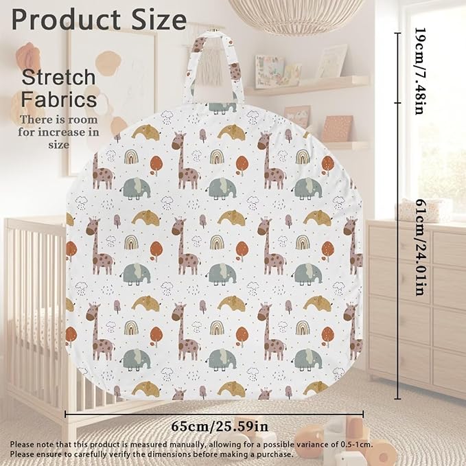 Cartoon Elephant and Giraffes Newborn Lounger Cover Removable Soft Comfortable Slipcover for Infant Lounger Pillow Cover Breathable and Washable
