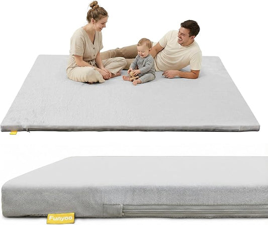 79" ×71" Padded Baby Play Mat for Floor, 1.2" Thick Machine Washable Foam Playmat, Soft Tummy Time Crawling Playpen Mat with Non-Slip Bottom, Fits 79" x71" Playpens