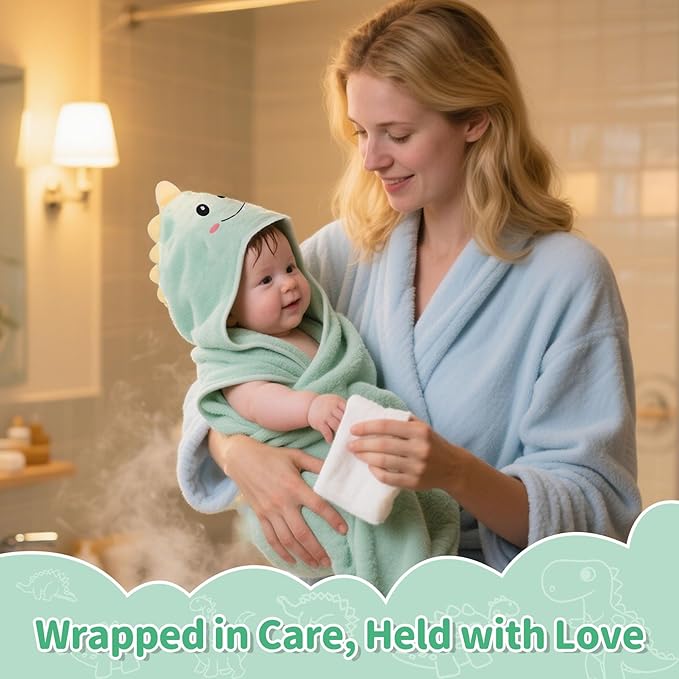 Saranna Baby Hooded Towels for Newborn 13pcs, Soft Baby Bath Towels and Washcloths Set for Toddlers, Infant Towels with Hood Set.
