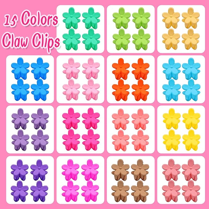 Hair Accessories for Toddlers, 220pcs, Colorful Mini Flower Claw Clips for Toddlers Cute Tiny Snap Hair Clips Metal No Slip Snap Hair Barrettes for Baby Fine Hair