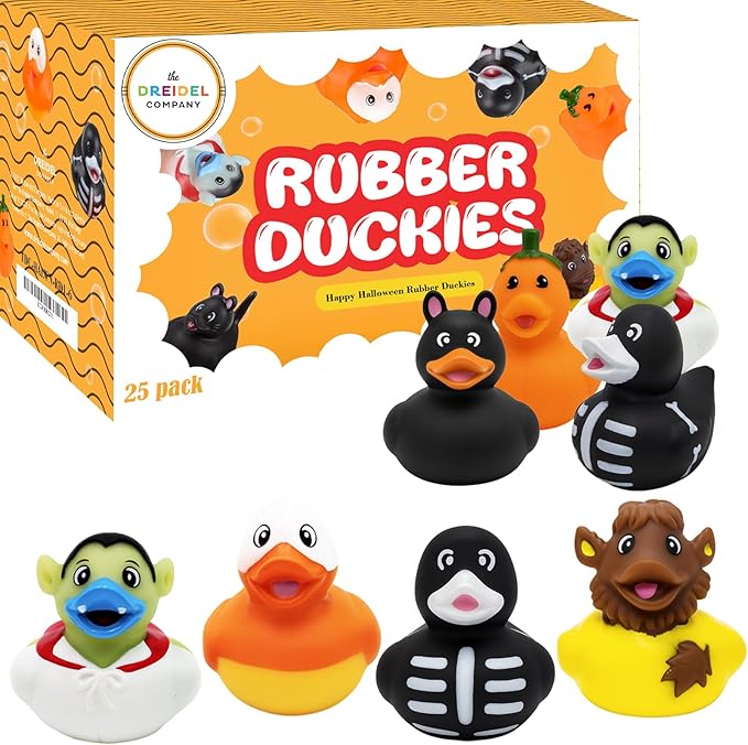 25-Pack Halloween Rubber Duck Toy Duckies for Kids, Fun Bath Birthday Gifts Baby Showers Summer Beach and Pool Activity, 2 Inces