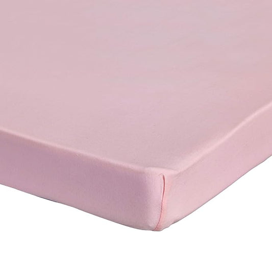 Pack n Play Fitted Sheet – Super Soft, 100% Natural Jersey Cotton – 27” x 39” – for Boys and Girls, Fits Pack n Play, Playard and Foldable Mattresses - Covered Elastic Hem – Solid Pink