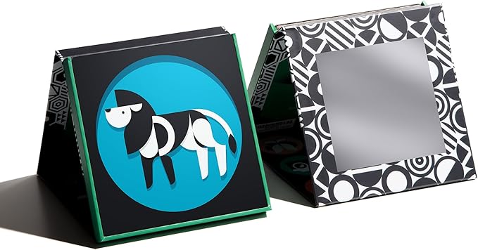 Tummy Time Playboard + Art Cards: Brain Development Montessori Sensory High Contrast Cards and Mirror