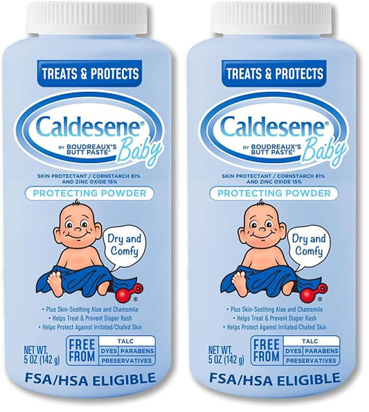 Caldesene Baby Cornstarch Powder with Zinc Oxide, 5 oz (Pack of 2)
