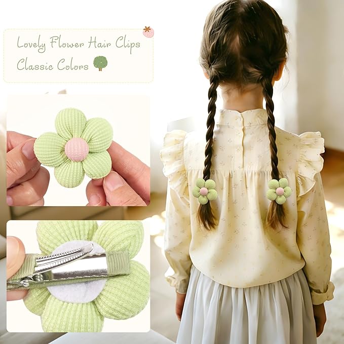 CÉLLOT Flower Hair Clips,10 Pcs Non-Slip Flower Bows Alligator Clips Hair Accessories for Girls Toddlers Teens and Women(Spring Colors)