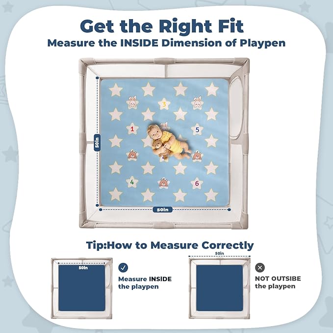 RONGFA Baby Play Mat for Floor, 71'' x 59'' Thicken Foam Padded Playmat for Tummy Time, Playpen Mat for Toddlers Infant Kids, Water-Repellent Coral Velvet, Non-Slip Bottom Safe for Crawling (Star)