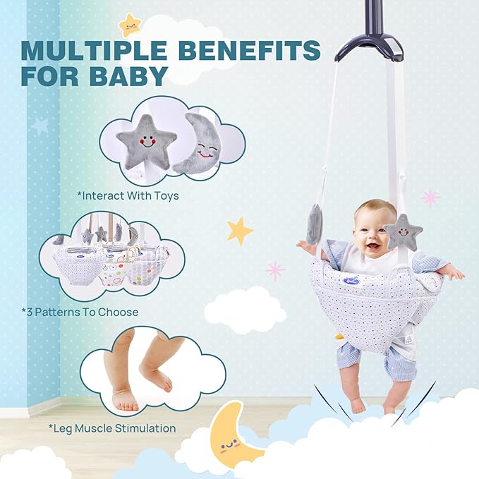 Baby Jumper Doorway, Baby Door Jumper with Adjustable Strap, Baby Jumper for Indoor/Outdoor Play, Easy to Assemble & Store (Ideal Gift for 6-24 Months)