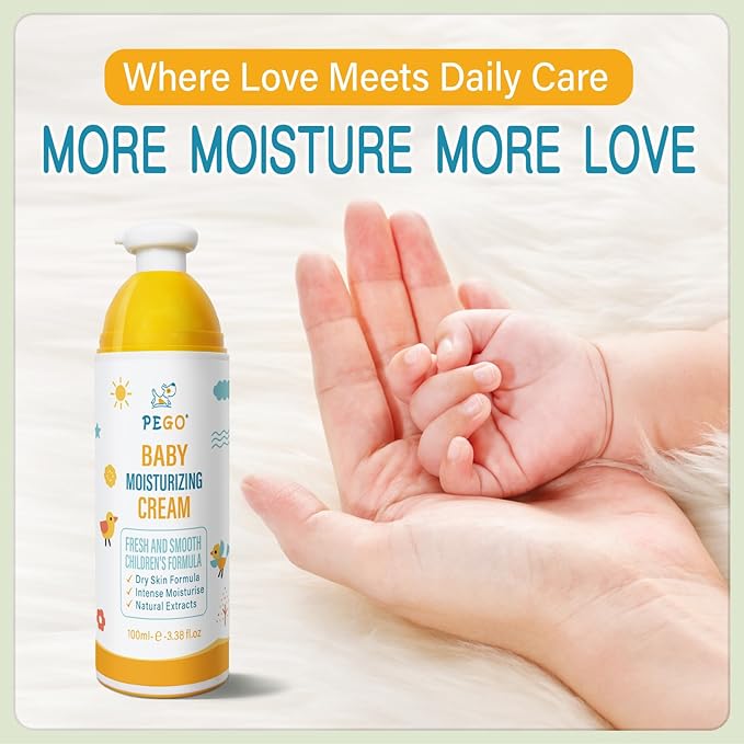 PEGO Baby Moisturizing Face Cream,with Shea Butter,Chamomile,Baby Daily Cream,Body Lotion,Moisturizes Sensitive Skin,Lightweight & Non-Greasy,For Newborn, Infants,Kids and More100ml/3.38oz
