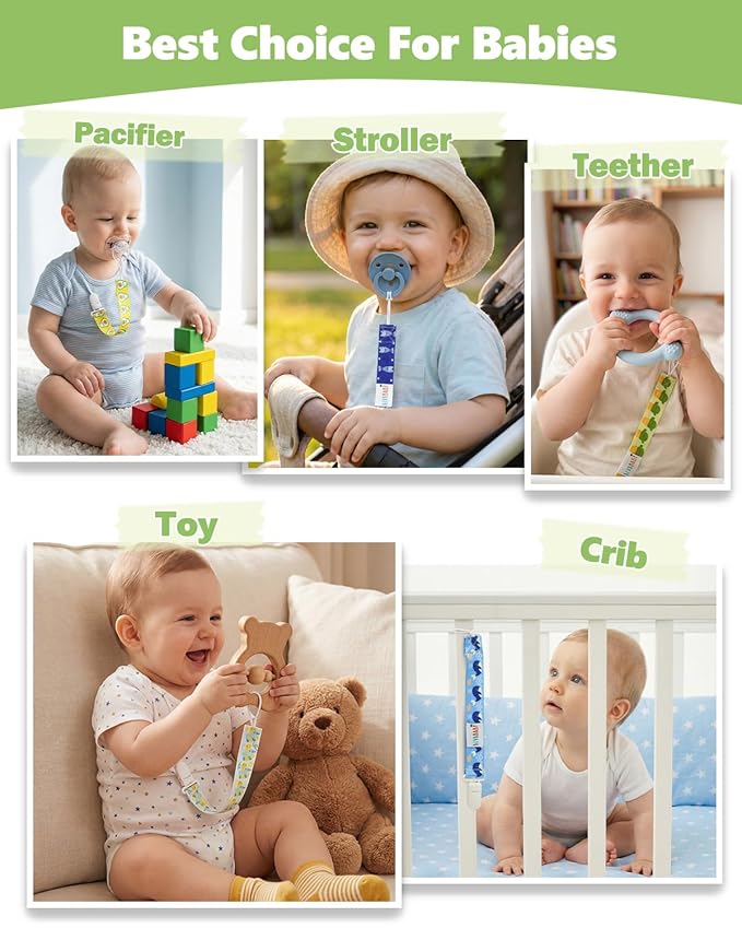 ALVABABY Pacifier Clips 8 Pack Pacifier Binky Paci Holder Leashes for Teethers 8DBP10A
