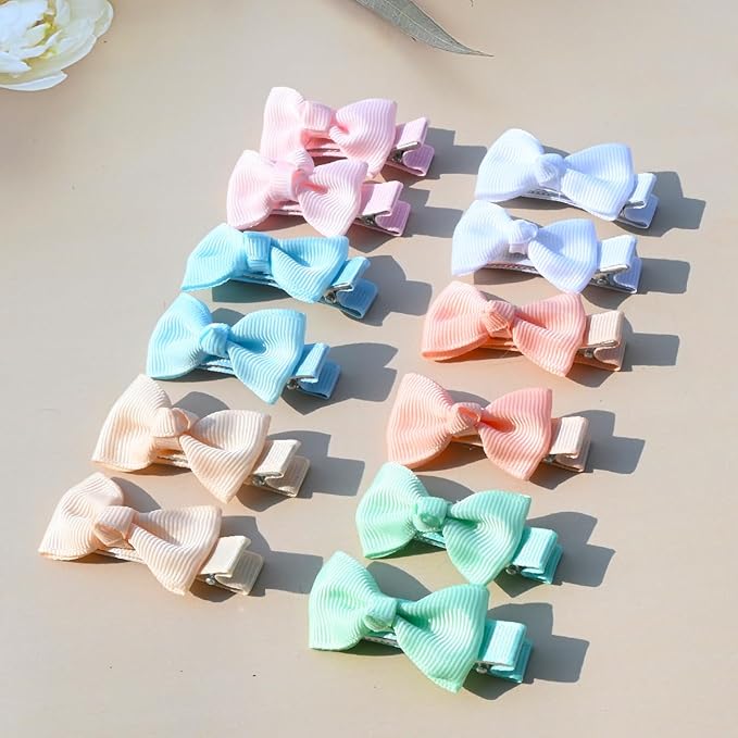 Baby Hair Bows Clips for Girls 2" Fully Lined Hair Clips Grosgrain Ribbon Alligator Clips Bows for Baby Girls Infants Toddlers 40pcs
