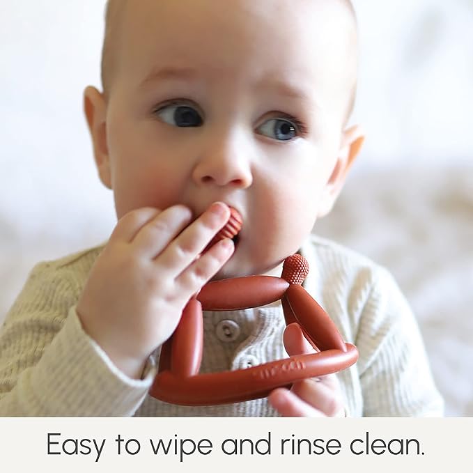Smooch Rocking Teething Toys for Babies 0-6 Months, 12, 18 - Easy to Hold Silicone Baby Teether, Soft Infant Teething Toys Provides Baby Teething Relief & Soothes Sore Gums (Clear)