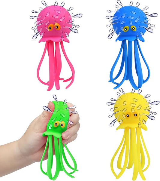 4 PCS Octopus Water Balls, Sensory Stress Relief Floating Pool Toys for Kids, Water Splash Balls Toddler Swim & Bath Toys, Christmas Goodie Bag Fillers for Babies