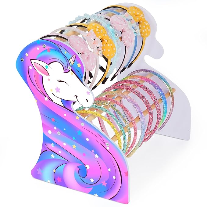 FIOBEE Girls Headband Holder Organizer Unicorn Headband Storage Hair Accessories Organizer Hairband Display Stand Home Room Decors for Kids