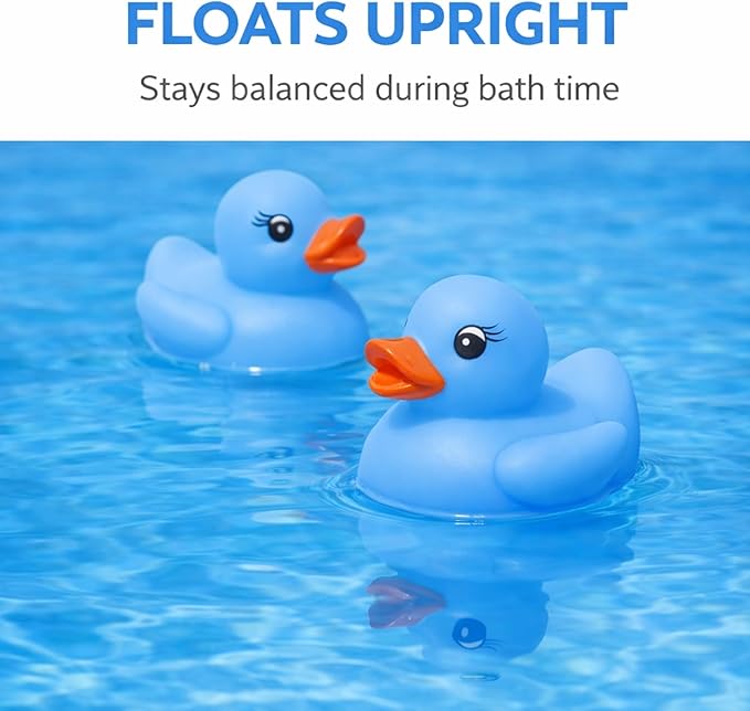 36 Pieces Classic Rubber Duck Bath Toys - No Holes BPA Free Floating Duckies for Boys Baby Shower, Party Favors, Kids Gifts (Blue)