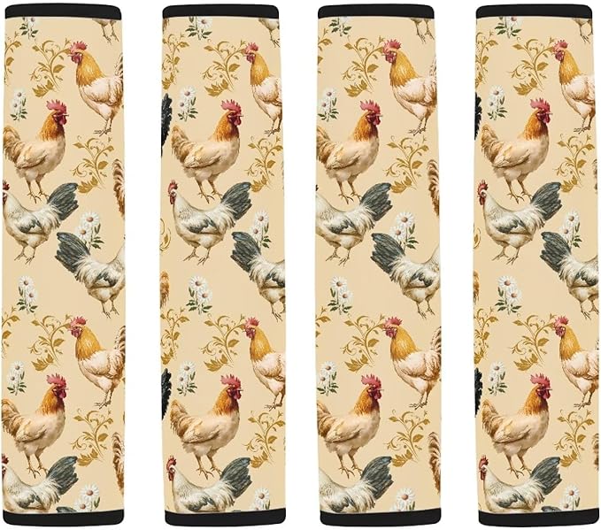Car Seat Belt Cover 2pc Shoulder Strap Cover Pad Adjustable Cover Cushion Pad for Adults Standard Size Car Interior Decor Chicken Flower