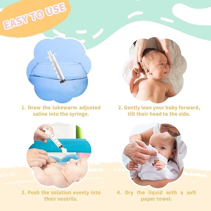Nasal Irrigator for Baby 10ml Professional Baby Nasal Aspirator with Safe Silicone Nasal Suction Tips Portable Baby Nasal Syringe Infant Nose Cleaner 2 Pieces
