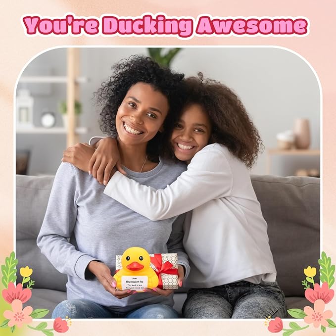 Civaner 7 Inch Emotional Giant Rubber Duck Big Jumbo Positive Yellow Duck Inspirational Gift Large Duckling Toy with Squeaky Sound for Men Coworker Colleges Graduation(Moms Gifts)