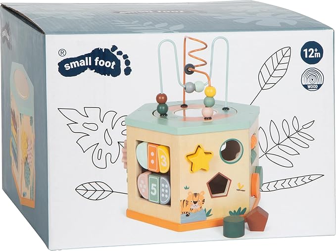 small foot Safari Motor Skills Cube 7 Sided Educational Toy 12641 [Multiple] Colorful 12641