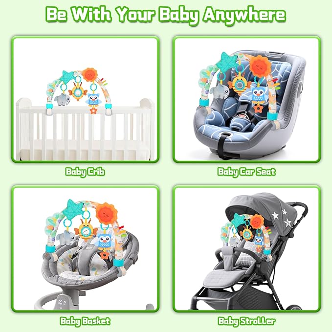 Car Seat Toys for Babies 0-6 Months,Arch Stroller Toys for Infant 0-6 Months,Mobile for Bassinet Bouncer Hanging Toys Fit for Crib,Stroller,Car Seat Shower Gifts for Baby 6-12 Months(Animals)