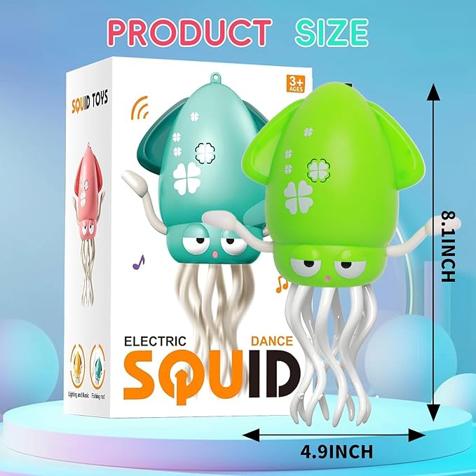 DYALE Dancing Squid Baby Toy, Dancing Music Squid Baby Toys for Ages 3 and Up for Kids,Light Green