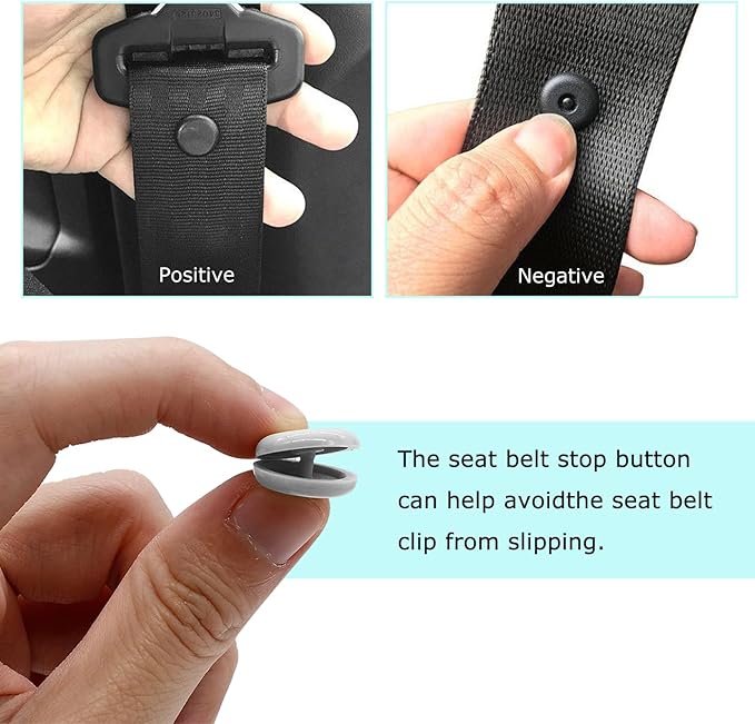 10 Sets Seat Belt Button Stop, Plastic Car Safety Belt Stopper Prevent Buckle from Sliding Down, No Welding Required Snap-on Seatbelt Stop Clips for Cars Trucks Motorcycles (Gray)