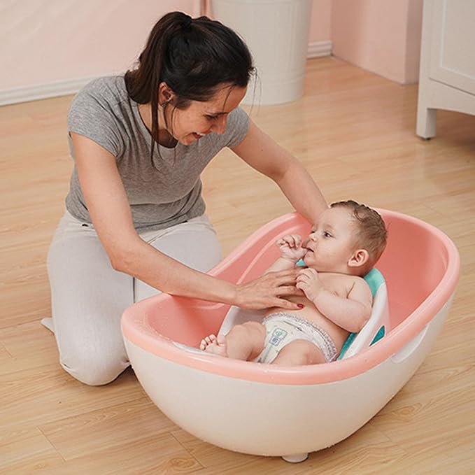 Baby Bathtub, Slipless Bath Tub Comfortable, Soft Silicone Lying Support Bracket Bath Tub for 0-6 Months, Baby Bath Support Easy to Store for Newborn Infant (Green)