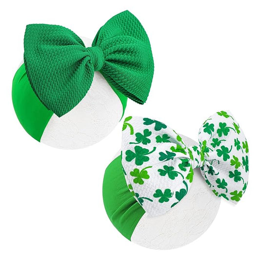 YanJie 6" St.Patrick's Day Headbands Baby Green Bow Clover Shamrock Printed Bows Baby Girl Bows Newborn Headbands Hair Accessories Newborn Infant