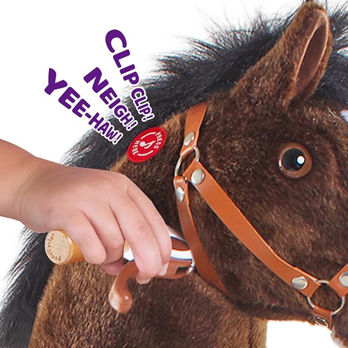 PonyCycle Horse Ride on Toy for Toddlers Boy Toys Classic Model U (with Brake/ 30" Height/Size 3 for Age 3-4) Giddy up Riding Horse Rocking Horse Rides Chocolate Brown Ux321