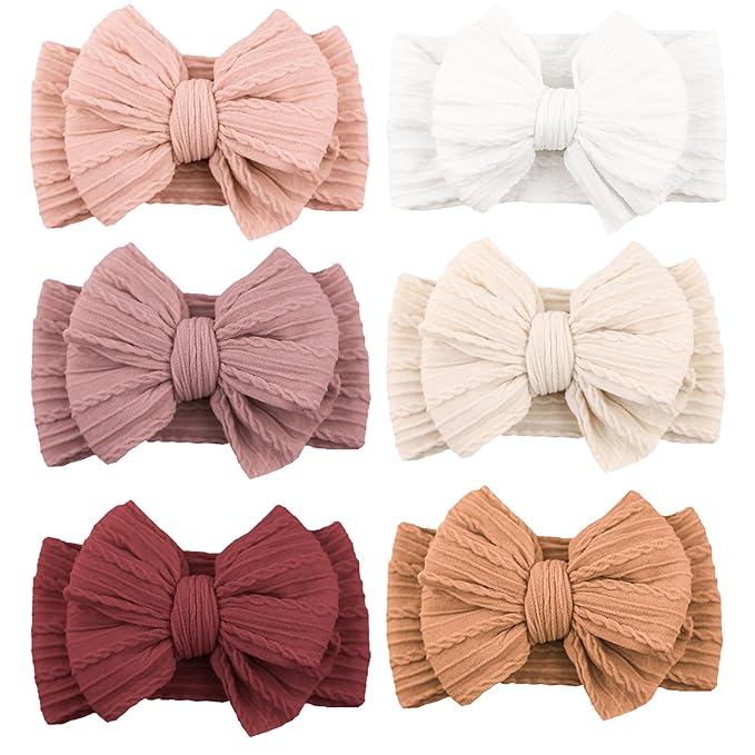 Niceye Handmade Baby Headbands Soft Stretchy Nylon Hair Bands with Bows for Newborn Infant Baby Toddler Girls