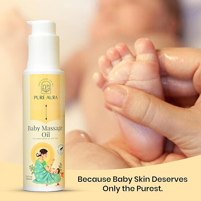 Baby Massage Oil, 100% Natural & Ayurvedic, Chemical-Free, Safe for Newborns & Sensitive Skin, Pack of 3, 100ml Each