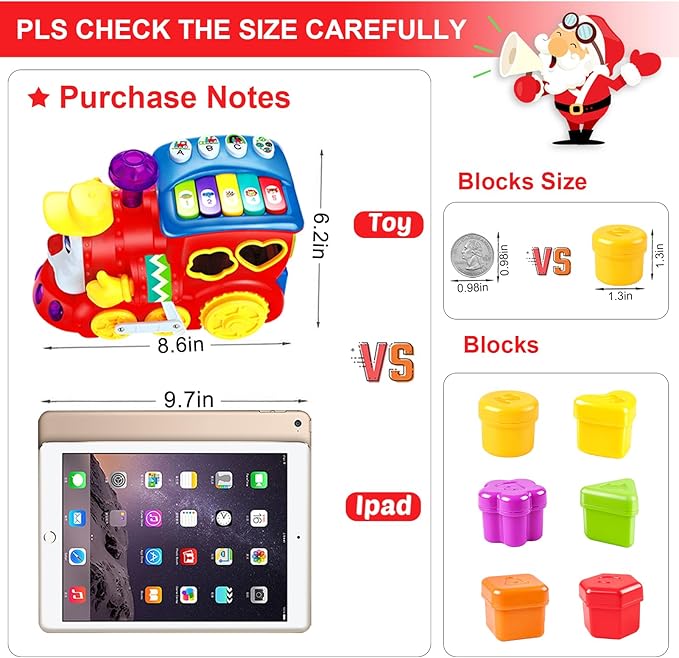 Baby Toys for 1 Year Old Boy Girl Gift Musical Train Baby Toys 6-12 12-18 Months,Early Educational Learning Montessori Kids Toys with Blocks/Light Toddler Christmas Birthday Gifts for 1 2 3 Year Old