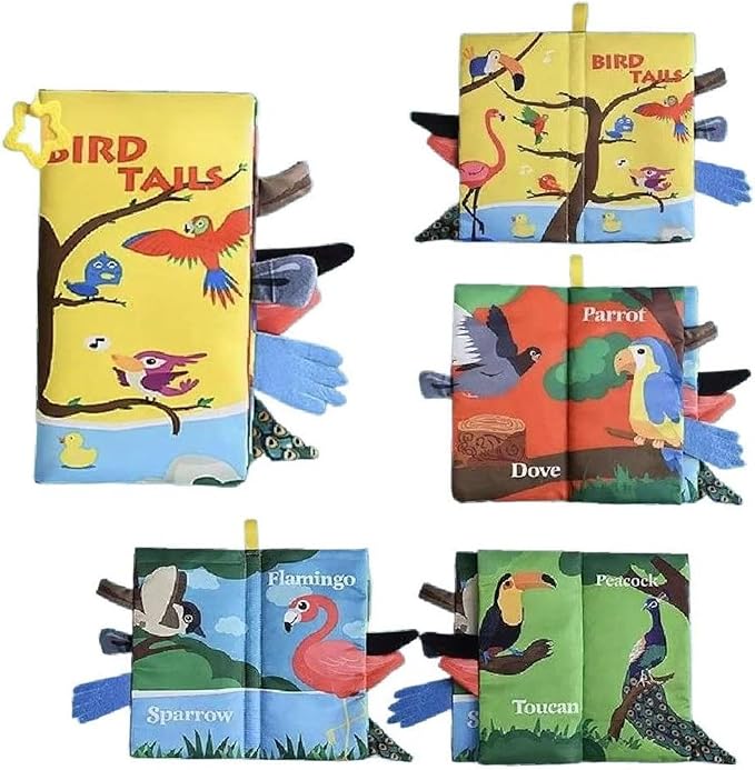 Baby Cloth Book Toys with Tails, Stroller Soft Toys for Infant Baby 0-18 Months (Flying Animals)