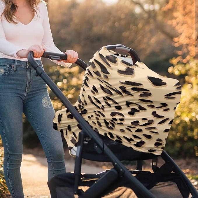 Forchrinse Cheetah Nursing Cover for Babies Breastfeeding Scarf Soft Car Seat Cover Infant Carseat Canopy Multi-Use Cover for Mom