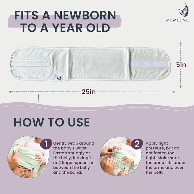 MEMEENO Baby Belly Band for Gas and Colic Baby Relief - Belly Band for Heating Pad for Colic, Heated Tummy Wrap, Sage