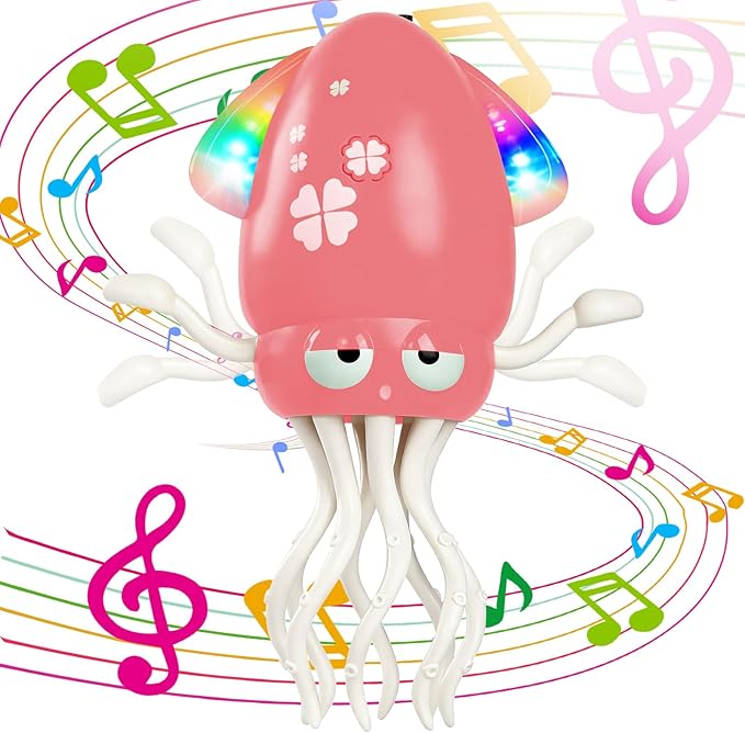 YOGINGO Electric Dancing Octopus Tummy Time Toy, Durable Rechargeable Music Crawling Toy with Smart Obstacle Avoidance & Silent Mode for 1-6 Year Old Boys Girls