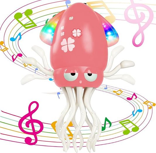 YOGINGO Electric Dancing Octopus Tummy Time Toy, Durable Rechargeable Music Crawling Toy with Smart Obstacle Avoidance & Silent Mode for 1-6 Year Old Boys Girls