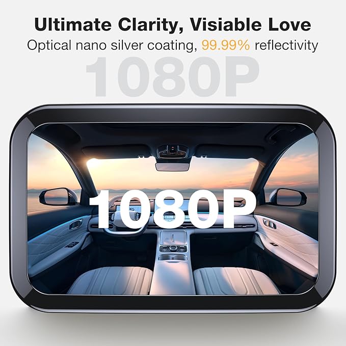 Baby Car Mirror, Safety Car Seat Mirror for Rear Facing Infant, Clear Wide View, Shatterproof, 360° Rotation, Crash Tested and Certified for Safety