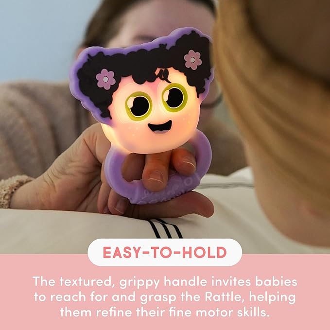Glo Pals Light-Up Rattle – Sensory Baby Rattle Toy that Glows 7 Fun Colors – Soft Silicone Toy for Babies – Baby Rattle – Lumi
