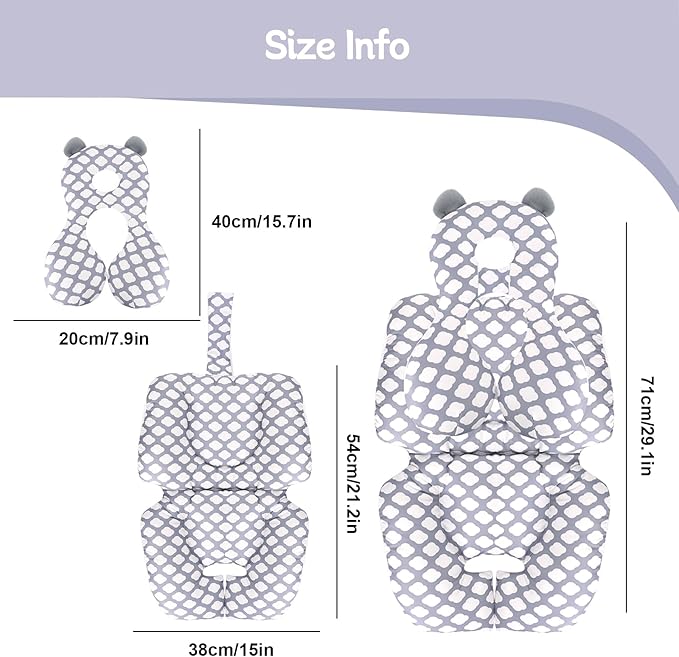 KAKIBLIN Stroller Cushion Toddler Car Seat Insert, Carseat Insert Support for Newborn, Baby Stroller Pillow, Baby Pad Car Seat Neck Support Cushion for Toddler (Cloud)