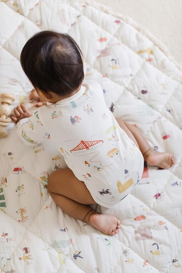 Pehr Baby Play Mat, Explore the World | Ultra-Soft Quilted 100% Cotton Exterior with Plush Polyester Fiberfill | 40" Diameter
