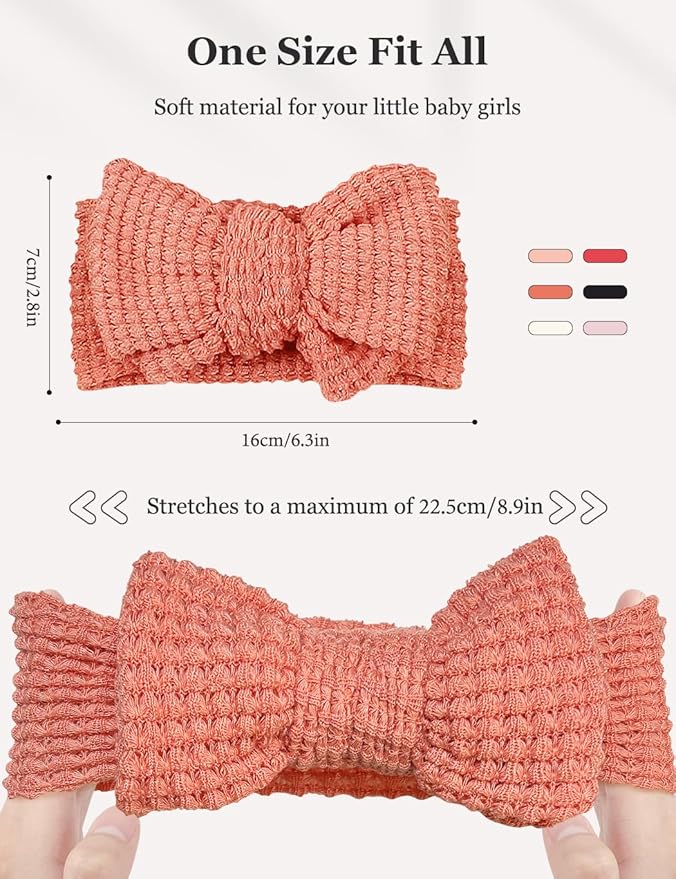 Stretchy Baby Girl Headbands Bows, Infant Headband Bows for Baby Bonnet Newborn Head Wraps Toddler Unisex (TD009)