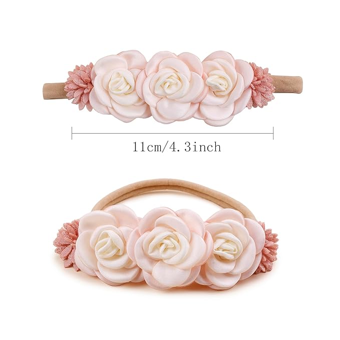 New Model Baby Girl Nylon Headbands Nylon Flower Elastic Hairbands 3pcs Hair Accessories Gift for Newborn Infant Toddlers (BF-Z56)